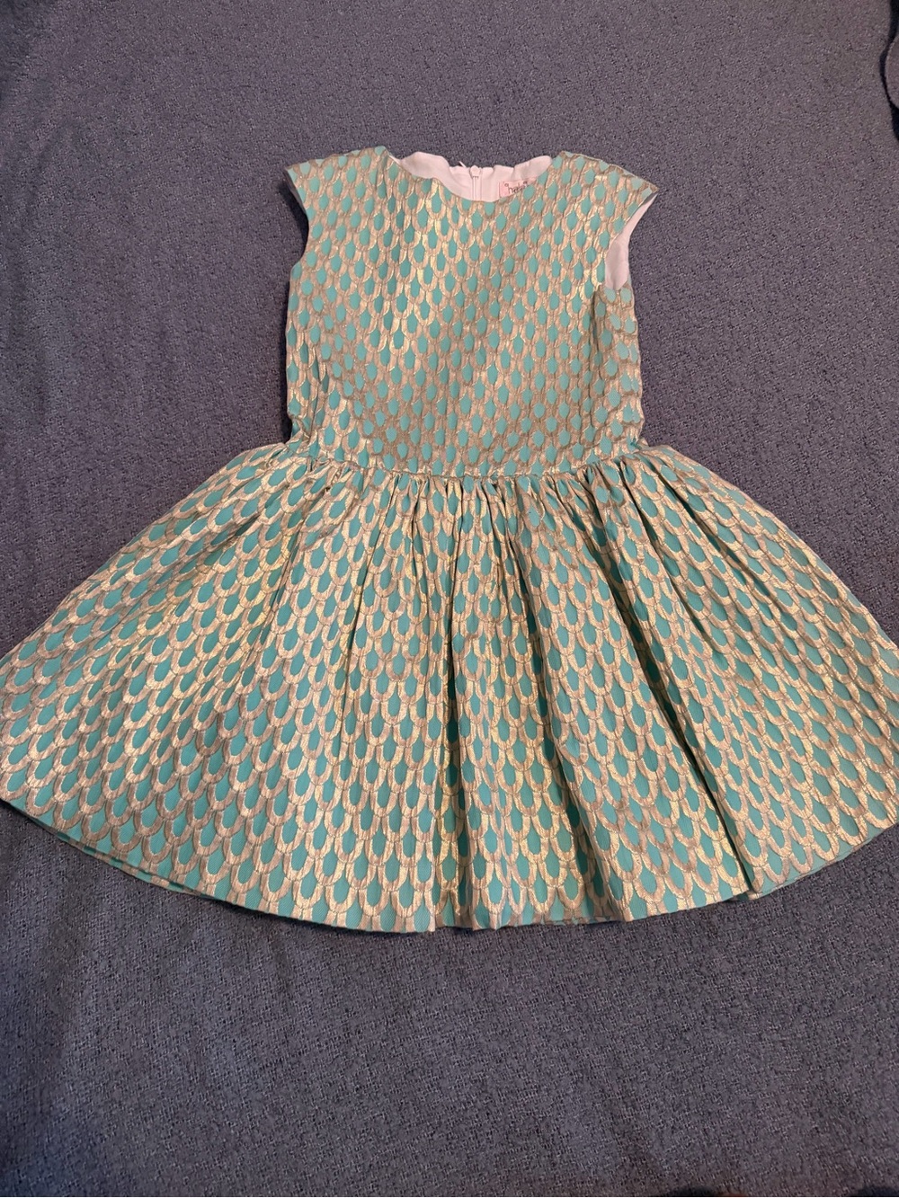 Halabaloo Teal and Gold Jacquard Party Dress - Cap Sleeve dress never worn.